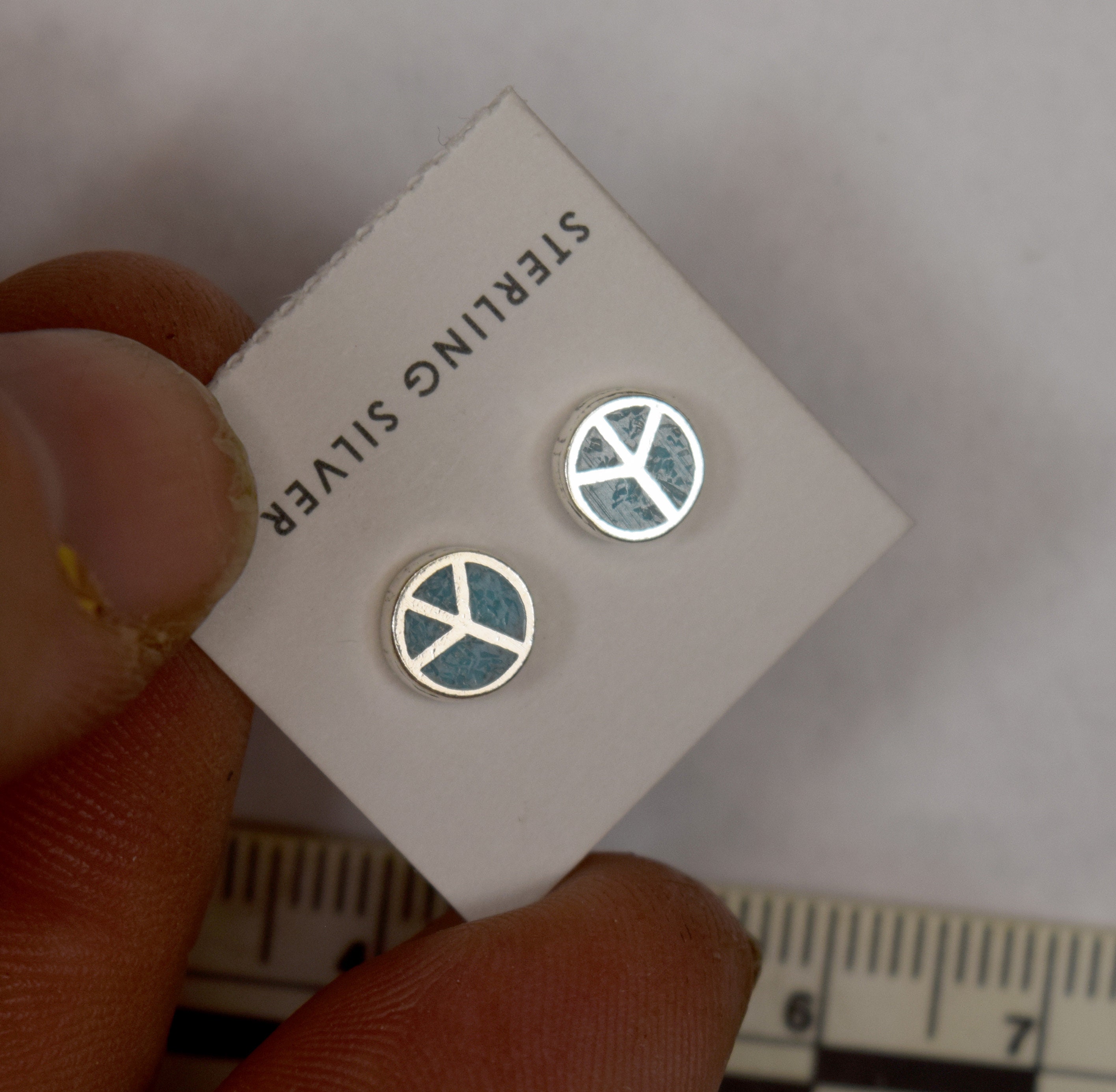 Earring Signs Peace Sign Earrings Sterling Silver Turquoise Inlay Stud Earrings 7 Mm ...