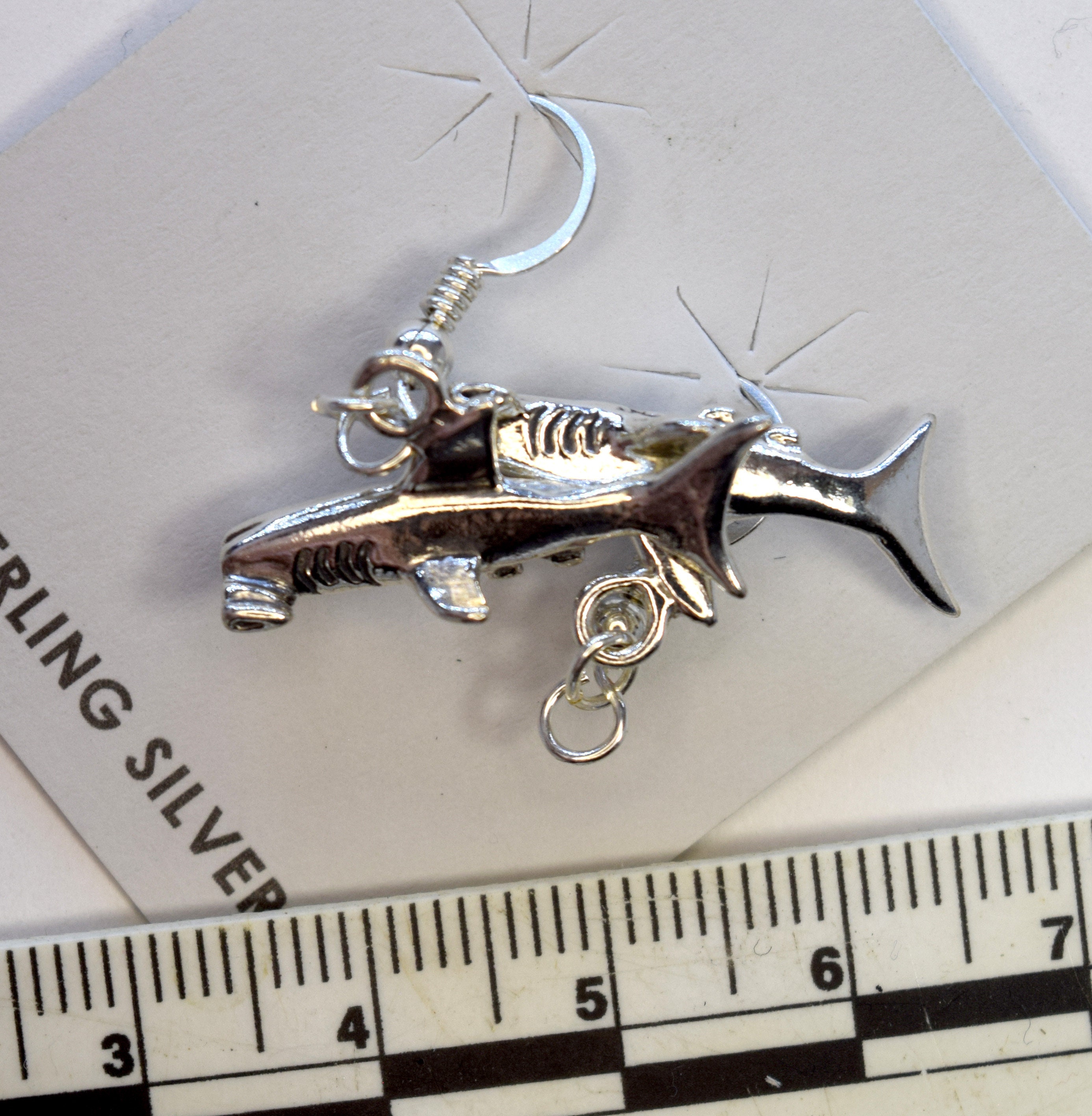 3D Handcrafted Sterling Silver Hammerhead Shark Dangle Hook Earrings - Etsy