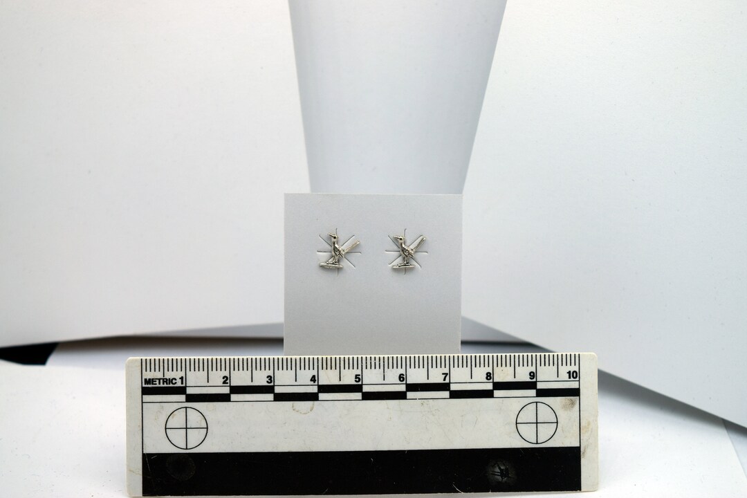 Standing Road Runner Earrings Sterling Silver Stud Earrings 8 Mm High