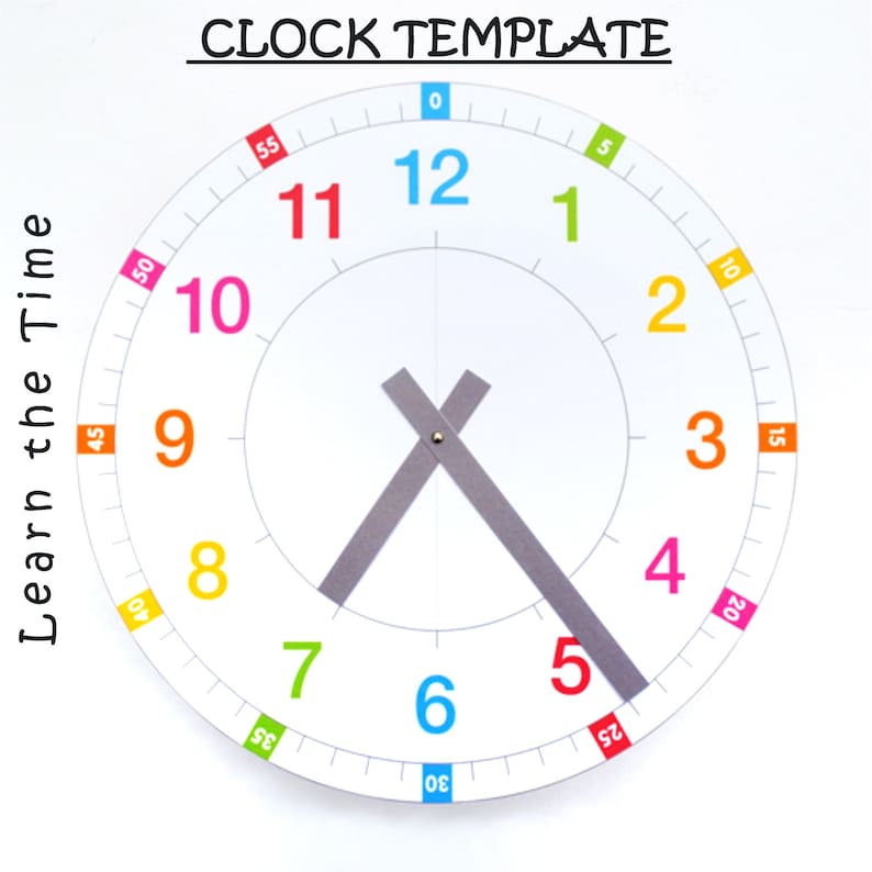 Learn Time PDF Printable Clock Template Cut and Paste | Etsy Australia