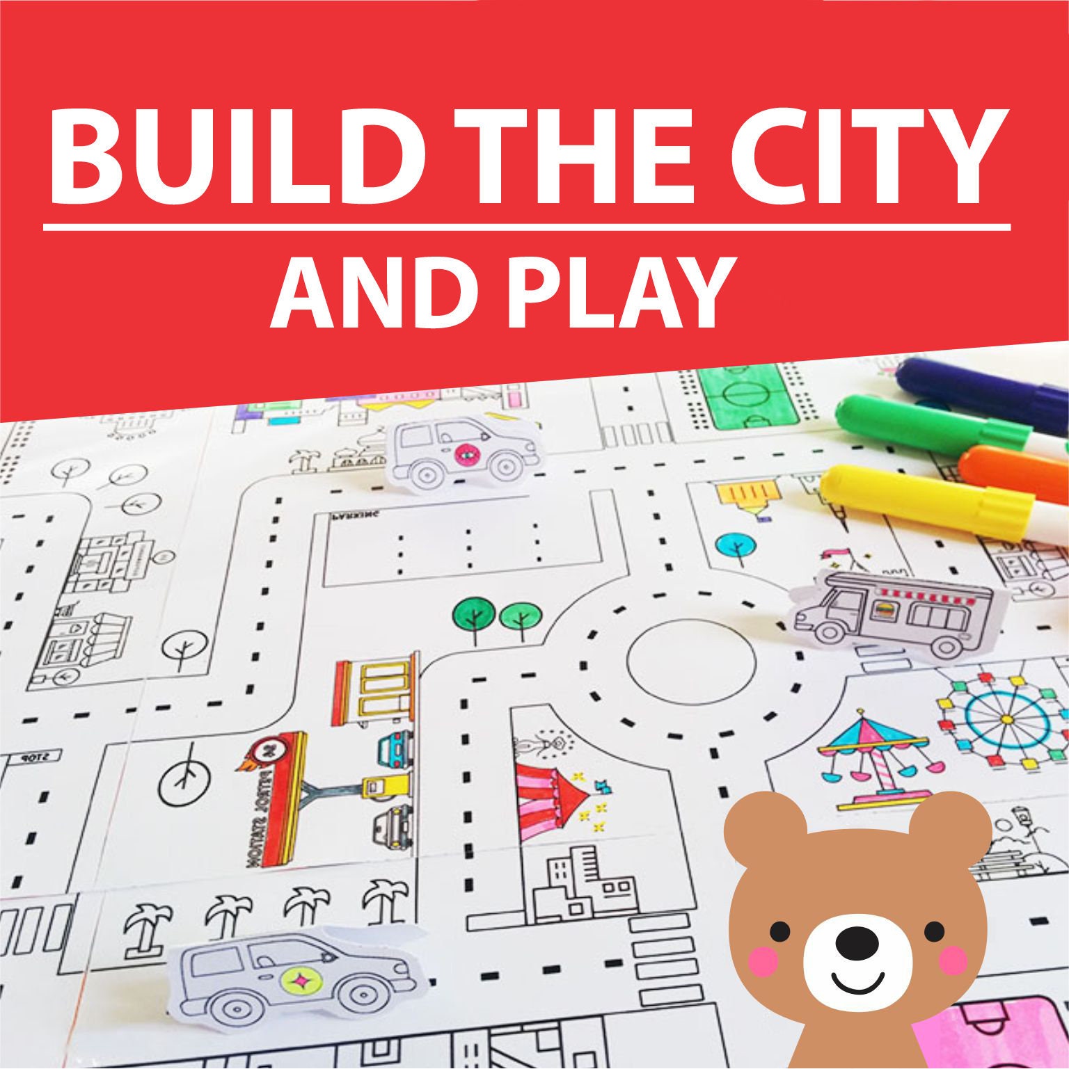 Build a city Template PDF Kids Scissor Craft Home School - Etsy España