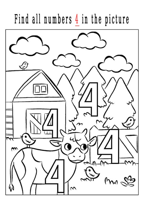 kids numbers worksheets pdf find and color numbers sheets etsy