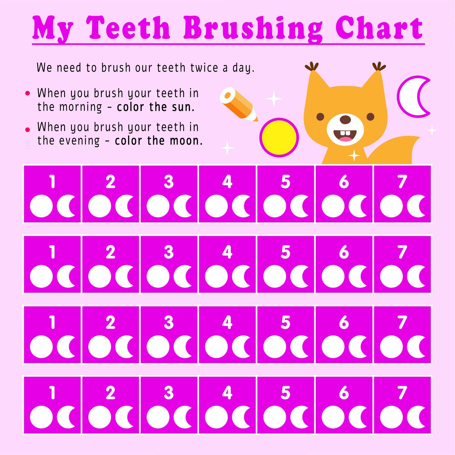 Teeth Brushing Chart PDF Brushing Chart Templates Home Etsy Canada