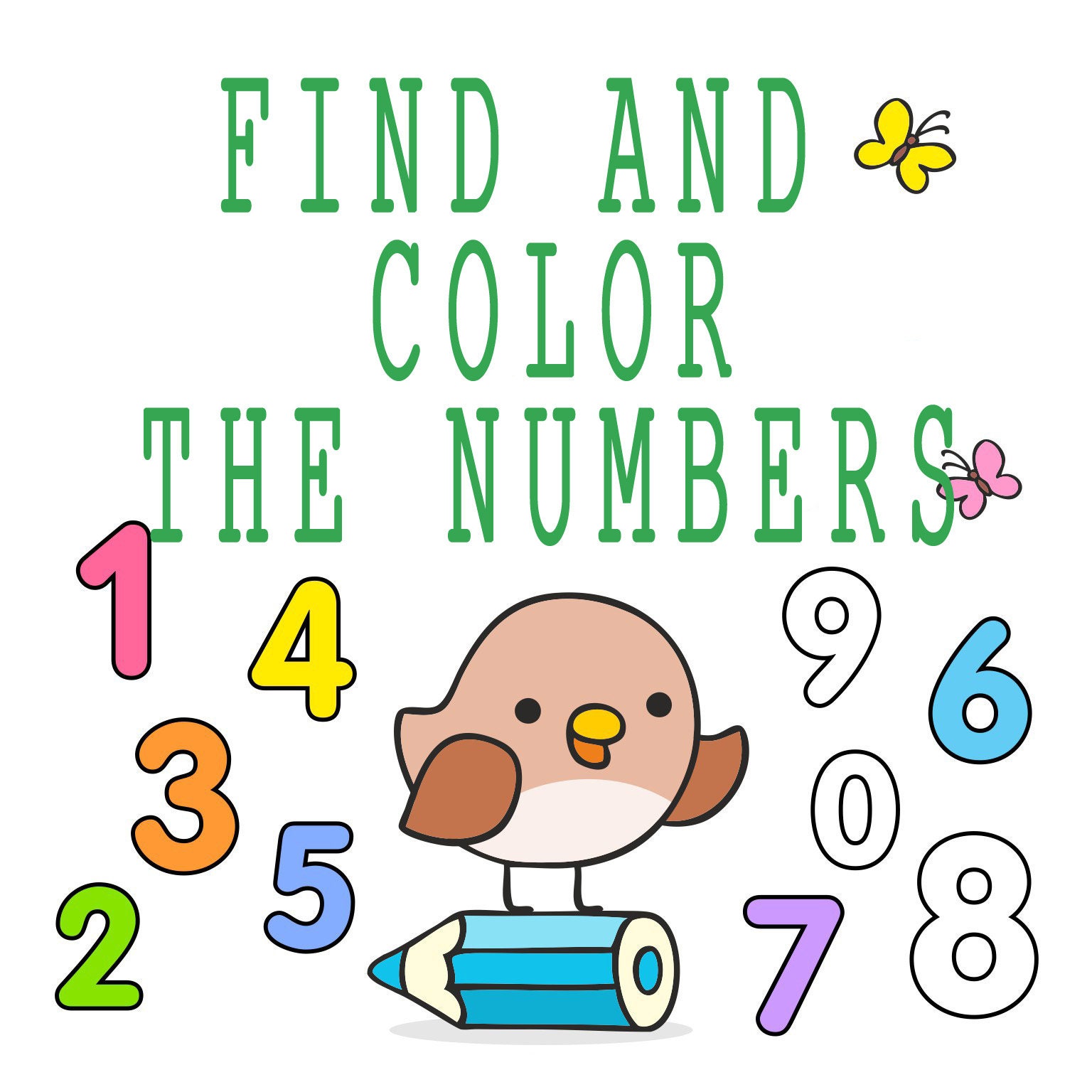 kids numbers worksheets pdf find and color numbers sheets etsy
