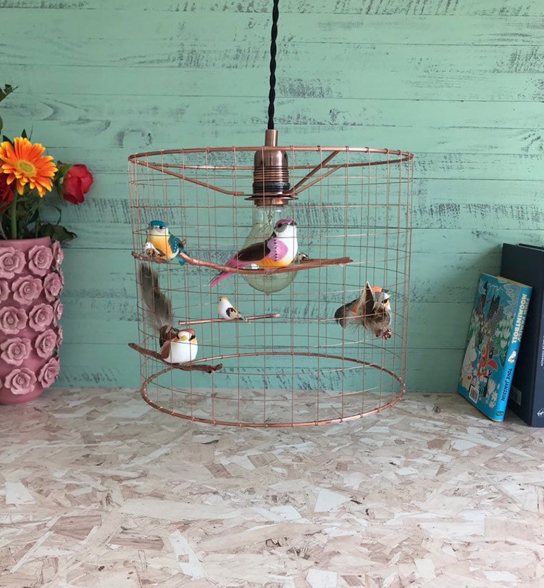 Rose Gold Rainbow Birdcage Ceiling Lampshade Retro Birds Light Shade Bedroom Living Room Nursery