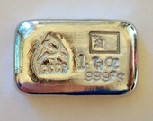 1oz SILVER hand poured bar 999 CCCP USSR soviet communist. Pure solid silver