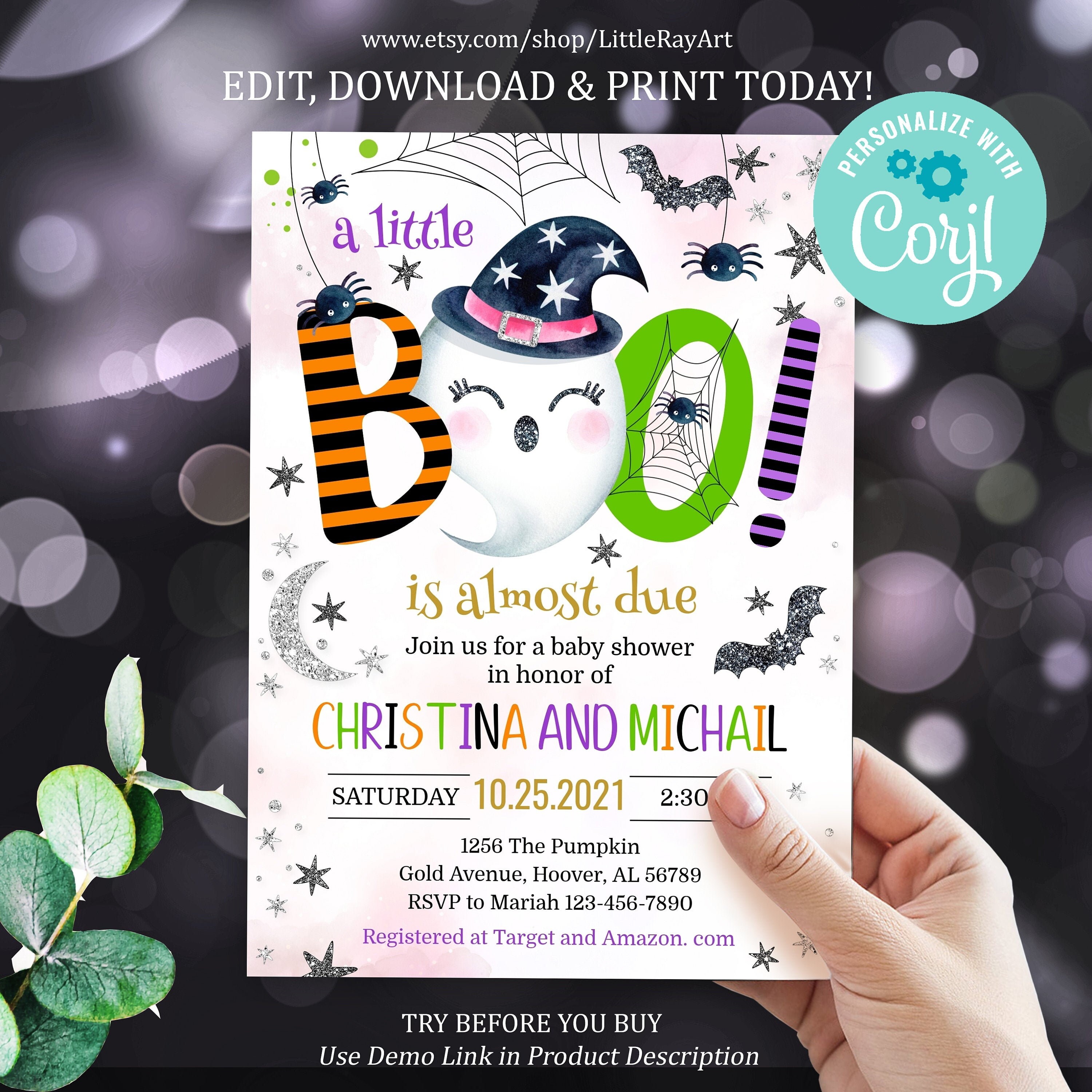 Printable Halloween Its a GIRL Baby Shower Invitation. Etsy