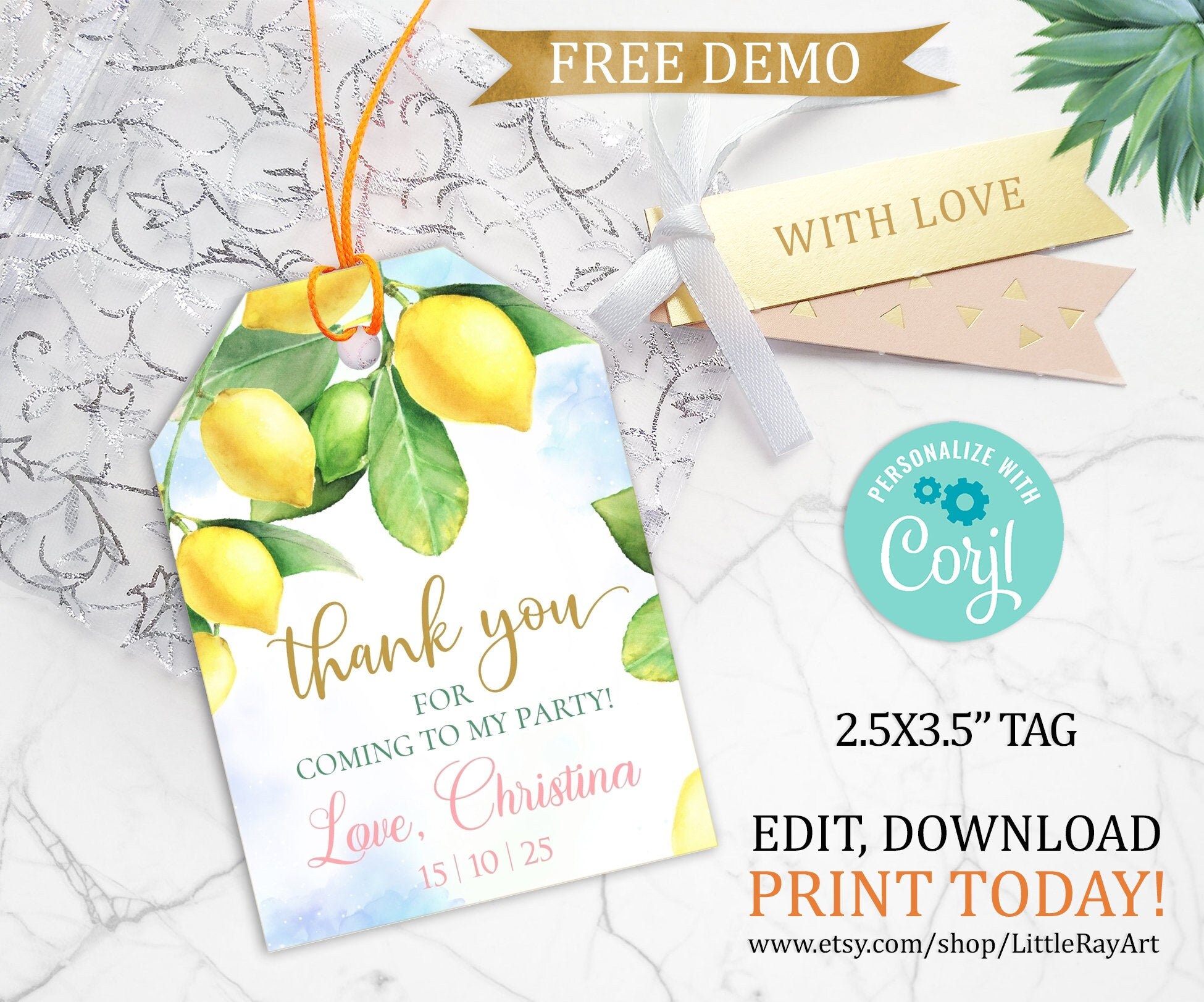 Printable lemon Gift Tag Baby Shower LEMONS Theme. BIRTHDAY | Etsy