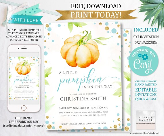 etsy pumpkin baby shower