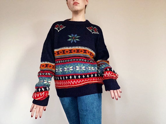 Vintage Wool Knitwear - 80s Era Sweater - Retro S… - image 6