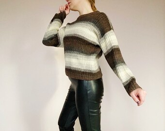 Vintage Alpaca Knitwear - 80s Era Sweater - Retro Sweater - Vintage Winter Warm Sweater -  Nordic Knit - Green Wool Original