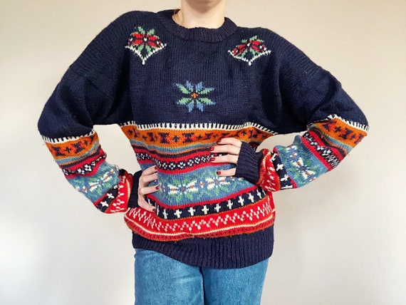 Vintage Wool Knitwear - 80s Era Sweater - Retro Sw
