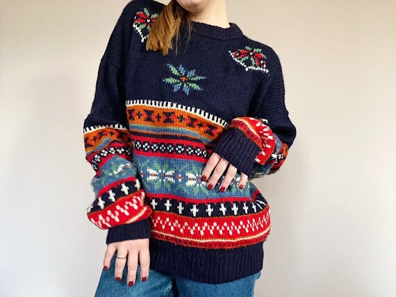 Vintage Wool Knitwear - 80s Era Sweater - Retro S… - image 2