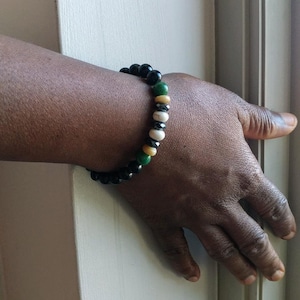 EMF shielding bracelets, Natural protection crystals, Black Tourmaline and Noble Elite Shungite, Women&#39;s gifts, Men&#39;s gifts
