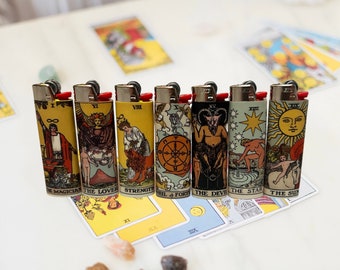 The Star, The Lovers, Magician, Strength, The Devil, the Sun and The Wheel of Fortune | Tarot Lighters and Stickers; Pocket Sized Astrology