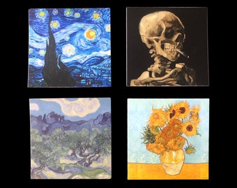 Van Gogh Starry Night Sunflowers Stickers | Post-Impressionist Art Vinyl Wraps