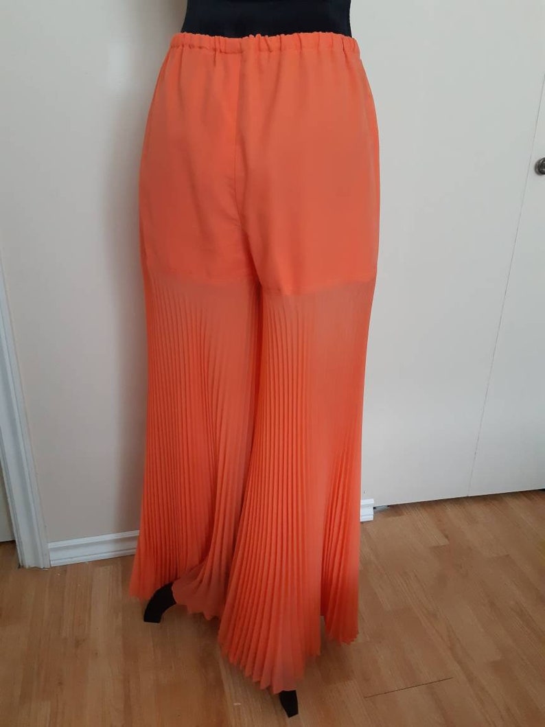 60s70s Handmade One-of-a-kind GradPromFestival Outfit 2pc Pleating and Rhinestones Shear Coral Fabric Babydoll Fit /& Flare Strange Meals