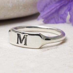 Sterling Silver 925 Personalized Ring, Custom Ring, Engraved Ring, Date Ring, Personalized Initials, Single or Double letters, Enamel Ring,