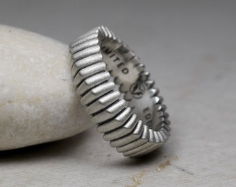 Wide Rotatable Band Ring, Scroll Pattern, Matte Oxidized Unisex Jewelry Accessories, Best Gift, Sterling Silver 925