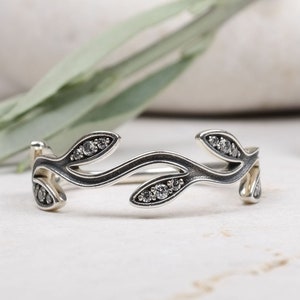 Olive Leaf Rings Olive Branch Band, Mothers Day, Promise Ring, Floral Band, Delicate Leaves, Unique Silver Band, Greece, Stacking Ring