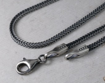 2,5 mm thickness Snake Chain, Sterling Silver 925 All Lengths Foxtail Neck Chain, Men's, Women's Necklace ,Christmas Gift for Him Her Father