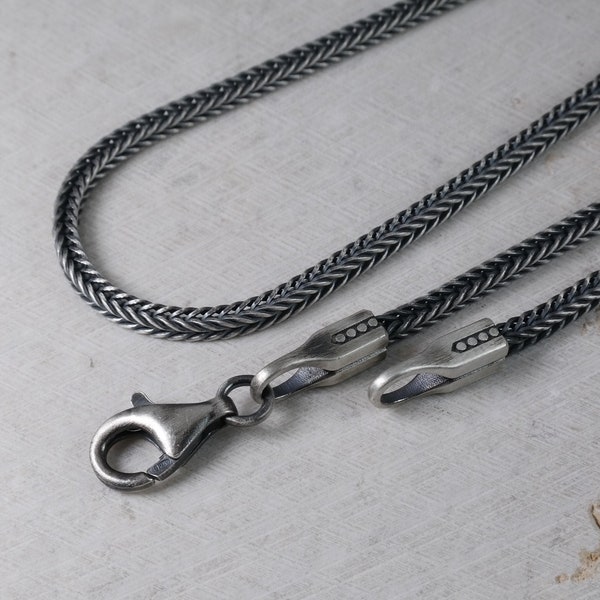 2,5 mm dikte Snake Chain, Sterling Zilver 925 Alle lengtes Foxtail Neck Chain, Heren, Dames ketting, Kerstcadeau voor hem haar vader