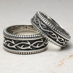 Thorn Silver Wedding Band, Thorn Band,Celtic thorn band, Viking Wedding Band, Men & Women Silver Band, Unisex Band