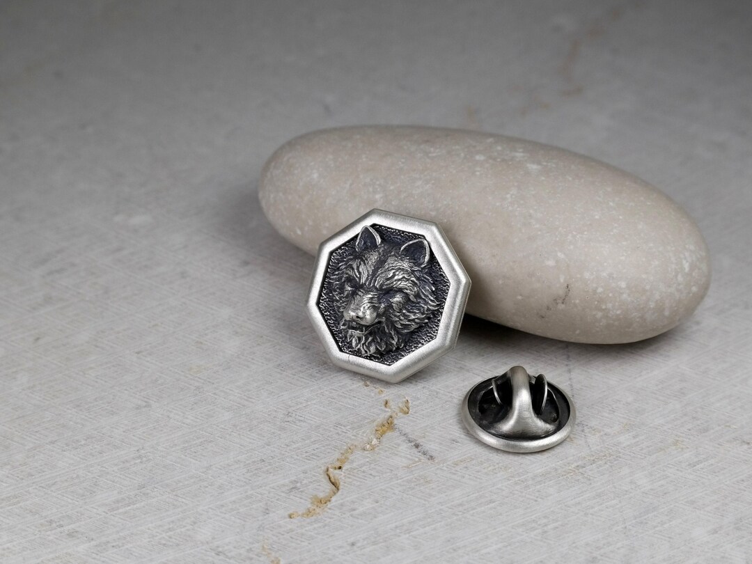 Wolf Head Octagon Pin, Medieval Brooch, Lapel Badge, Jewelry ...