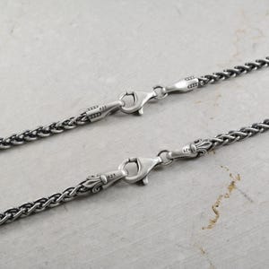 3.5MM Wheat Braided Neck Chain, Fleur De Lis, Italy Best Spiga Clasp Necklace, Men Women Unisex 3mm Silver 925 Man Chain, Gift for Him Her