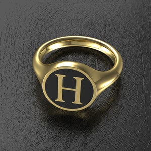 14K, Gold, Custom, made, Round, Monogram, Signet, Women, Ring, Initial, Letter, Pinky, A, B,C,D,E,F,G,H,I,J,K,L,M,N,O,P,Q,R,S,T,U,V,W,X,Y, Z