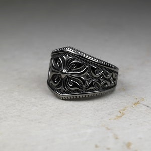 Jude Jewelers Gothic Skull Skeleton Ring - Rhodium Plated Brass, Created Red Turquoise, Cocktail Party Biker Ring - View #8