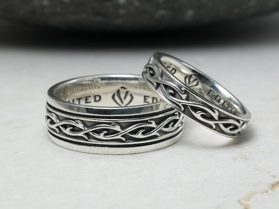 Bague epines ensembles d alliances homme femme argent sterling 925 motif de tatouage bijoux de couple bagues cadeau lui et elle bague de mariage Etsy France