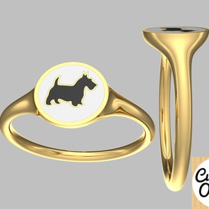 Custom order, Signet Ring, White, Black, Enamel