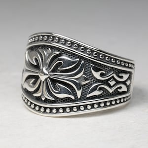 Spartas King Band, Gothic Cross Ring, Knight Style, Medieval Jewelry Accessories, Bague Chevalier, Real Sterling Silver 925