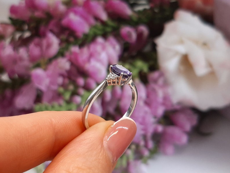 Oval Amethyst Engagement Ring Solid 14k18k Gold Ring Engagement Gold Ring Anniversary Gift Natural Diamonds Ring