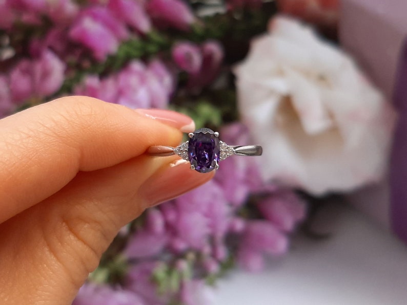 Oval Amethyst Engagement Ring Solid 14k18k Gold Ring Engagement Gold Ring Anniversary Gift Natural Diamonds Ring