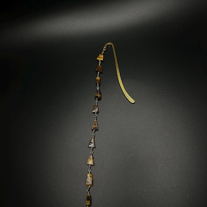 Gold Crystal Bookmark with Tiger’s Eye, Black Tourmaline, Protection, Focus Gemstone Bookmark, Spiritual Gift for Readers, Boho