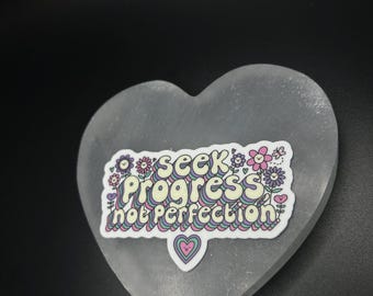 Seek Fortschritt nicht Perfektion Aufkleber, motivierende psychische Gesundheit Vinyl Aufkleber für Journal, Laptop, Wasserflasche, Selbstliebe Aufkleber