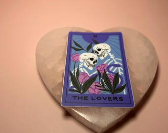 The Lovers Skeleton Tarot Card Sticker, Gothic Witchy Aesthetic, Occult Witch Sticker, Vintage Tarot Deck Art, Halloween Spooky