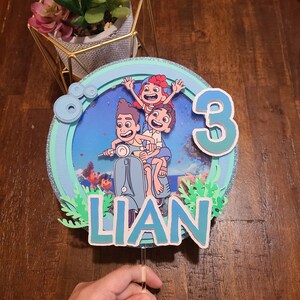 Luca Theme Shaker Cake Topper With Name and Age