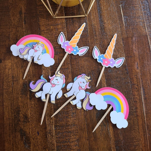 Unicorn Theme Cupcake Toppers