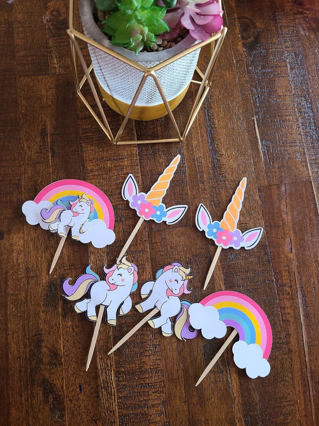 Unicorn Theme Cupcake Toppers Etsy