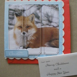 Carte de Noël faite main - renard dans la neige
