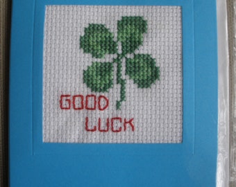 Hand-stitched Good Luck card