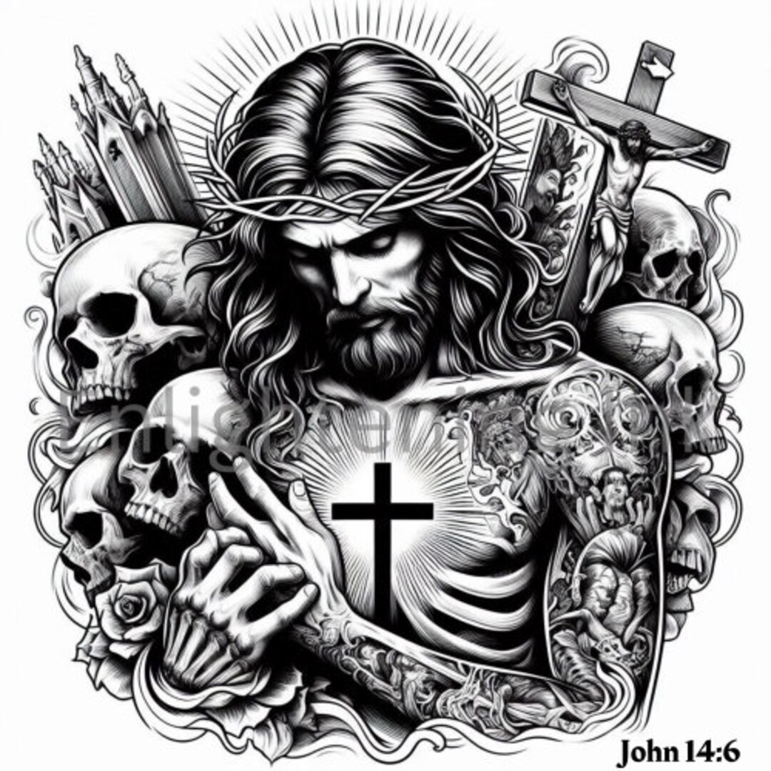 Jesus John 14:6 Tattoo Design Download High Resolution Digital Art PNG ...