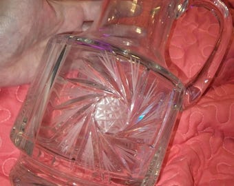 USSR Handmade Vintage Crystal Pitcher