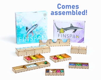 Finspan organizer insert compatible with Sharks & Reefs expansion, pre-assembled quick start inlay