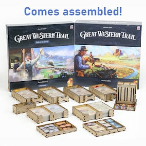 Puede incluir: Organizador de madera para el juego de mesa Great Western Trail, segunda edición. El organizador incluye compartimentos para cartas, fichas y otros componentes del juego. El organizador está ensamblado y listo para usar.