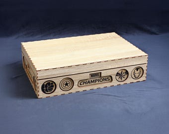 Marvel Champions card storage box, holds 3000+ sleeved cards, comes assembled