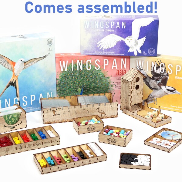 Wingspan Organizer, Wingspan + Expansions Inlay, European Oceania Asia Insert, Wingspan Upgrade,